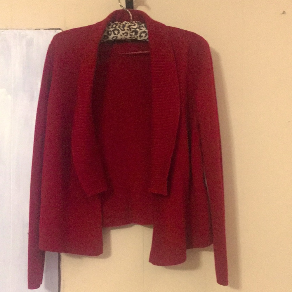 Loft Red Cardigan Sweater